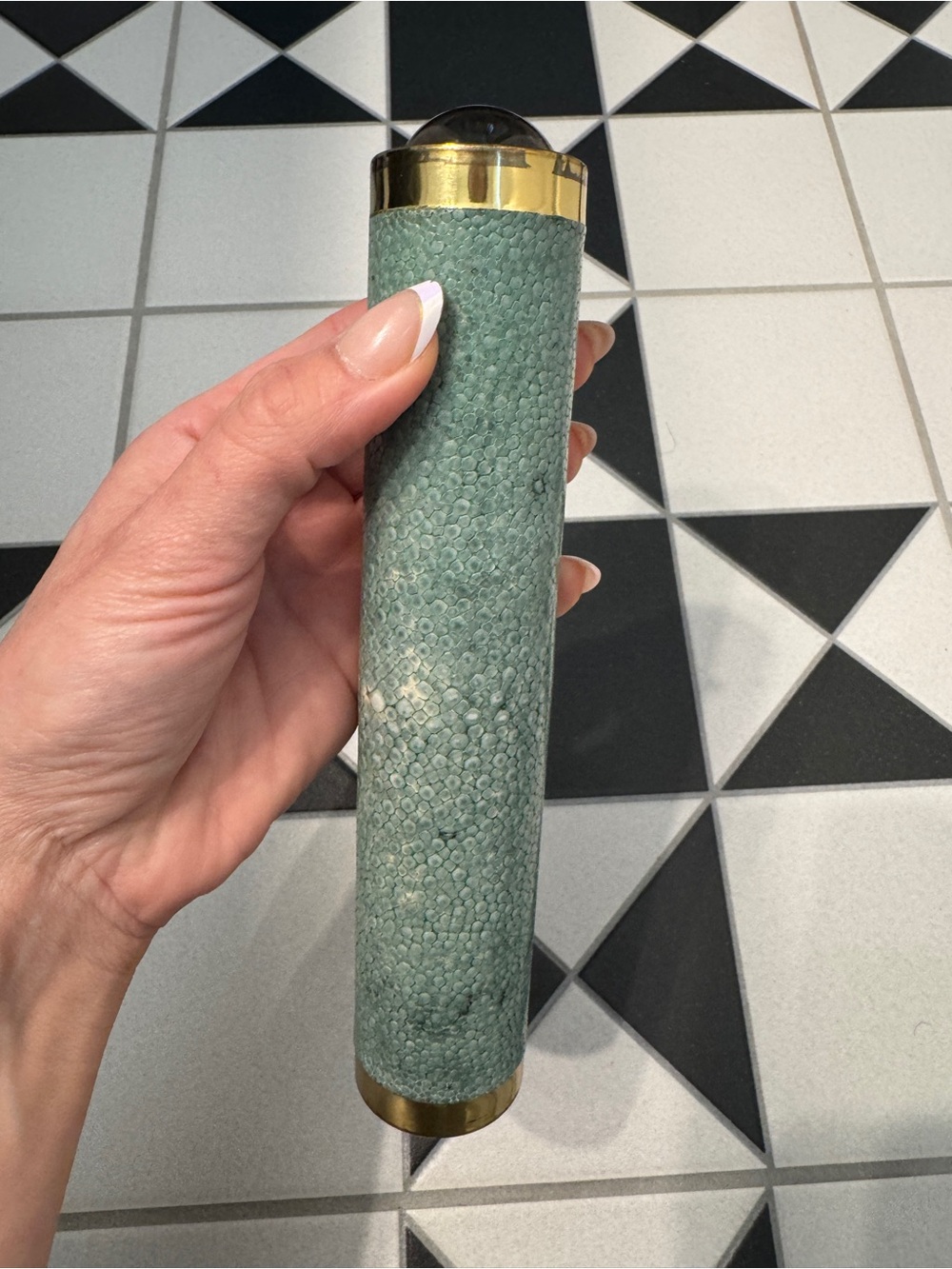 Vintage Brass Kaleidoscope with Seafoam Shagreen Finish | Mid Century - Picture 2 of 10